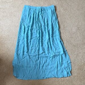 Boden Turquoise Skirt blue maxi 10R 10 regular high slits
